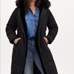 Torrid LONGLINE FIT & FLARE PUFFER - TWILL BLACK NEW WITH TAGS JACKET